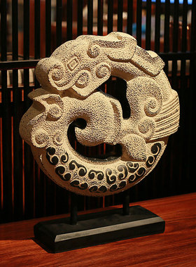 仿古家居饰品客厅酒店茶楼会所玄关摆设飞龙转运复古龙壁