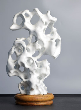 陶瓷太湖石山子枯山水石头纯手工镂空雕刻假山石笔架