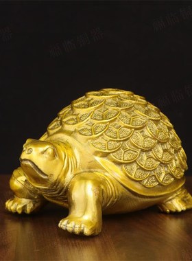 纯黄铜金钱龟乌龟祥瑞室内办公室桌面铜钱龟动物瑞兽摆放用品
