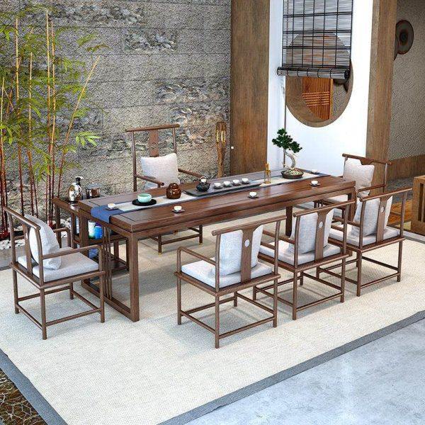 新中式实木茶桌全套功夫泡茶桌椅组合简约禅意茶台书桌一体大板桌,淘宝优惠券,粉丝福利购,淘宝优惠卷