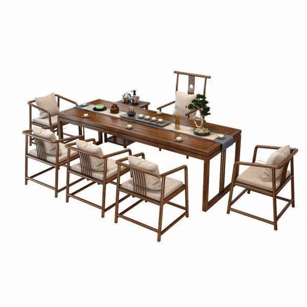 新中式实木茶桌全套功夫泡茶桌椅组合简约禅意茶台书桌一体大板桌,淘宝优惠券,粉丝福利购,淘宝优惠卷