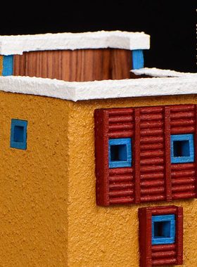 藏村文创笔筒康巴建筑非遗手工中式木质彩绘收纳盒办公室创意摆件