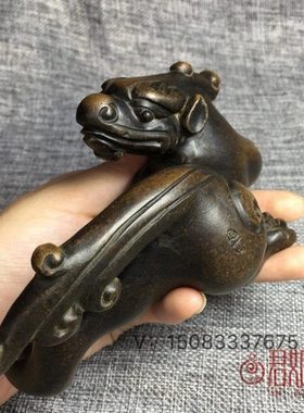 紫砂麒麟茶宠全手工摆件老紫砂大号貔貅创意茶具小摆件