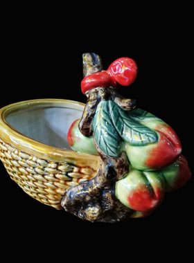 石湾公仔陶瓷花蓝果蓝糖果碟摆件茶几装饰品实用家居装饰礼品摆设