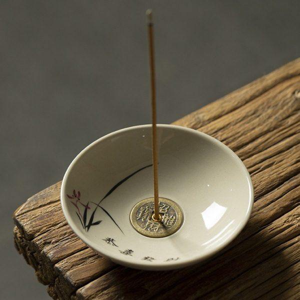 香插线香碟圆型底座香立铜钱古风草木灰白色香炉小号迷你便携香座,淘宝优惠券,粉丝福利购,淘宝优惠卷