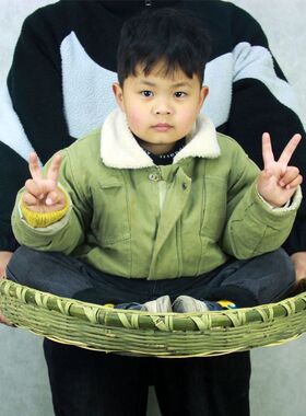 手工竹编制品晾晒圆簸箕竹簸箕家用晒干货竹筐有孔竹筛子米筛家用