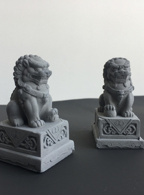 场景模型仿真微缩复古迷你小石狮