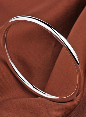 2025新款9999足银手镯女纯银光面素圈镯子时尚年轻基础送女友礼物