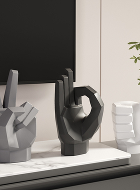 现抽象手势艺术摆件级感样板房D家居客厅酒柜公室桌面装饰品