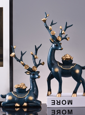 现代轻奢招财鹿摆件家居客厅w电视柜玄关装饰品创意酒柜房间办公