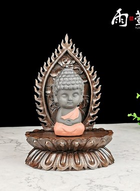 红木莲花台佛像底座加高带屏风菩萨供奉台小型T椭圆形实木莲花座