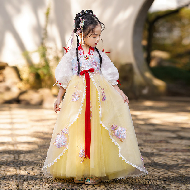 白雪公主裙女童2025新款儿童汉服童话公主连衣裙爱莎冰雪奇缘裙子,淘宝优惠券,粉丝福利购,淘宝优惠卷