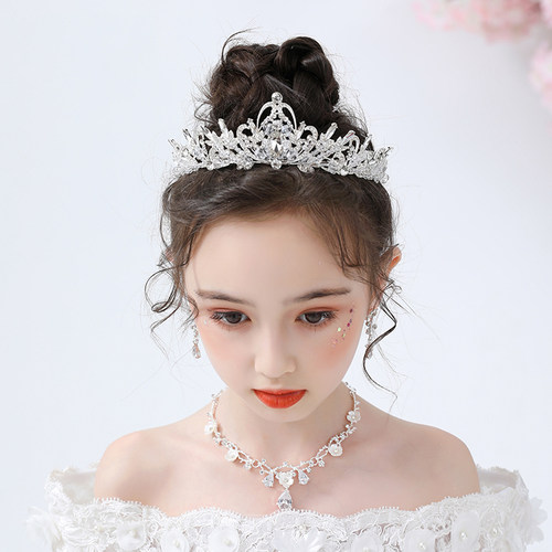 皇冠头饰公主儿童发饰小女孩王冠水晶发箍花童婚纱发饰表演饰品 - 图0