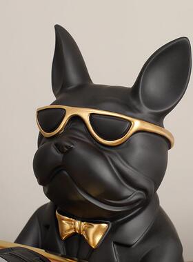 北欧风格法斗犬小狗托盘收纳盘糖果盘家居客厅鞋柜茶几摆件礼品