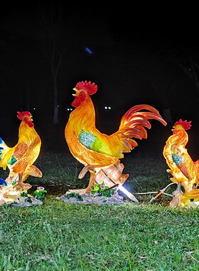 户外仿真发光大公鸡玻璃钢母鸡雕塑别墅庭院店门S口动物装饰品摆