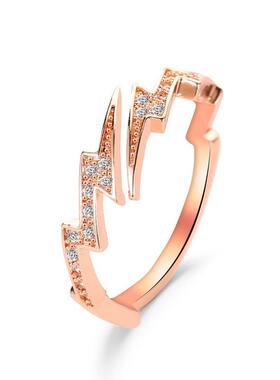 Irregular Geometric Zircon Lightning Opening Ring Ins Fashio