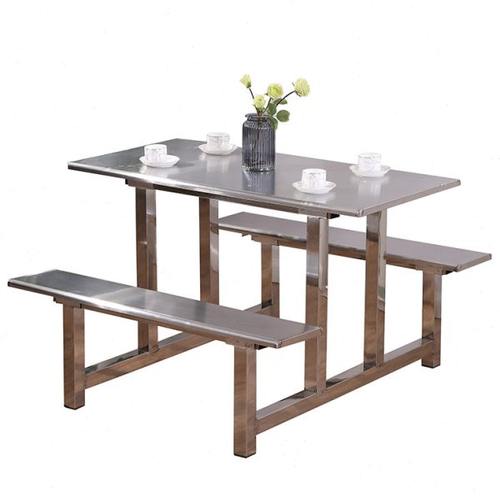 工厂学校学生员工食堂餐桌椅组合不锈钢4人6人8人饭堂餐桌椅连体 - 图3