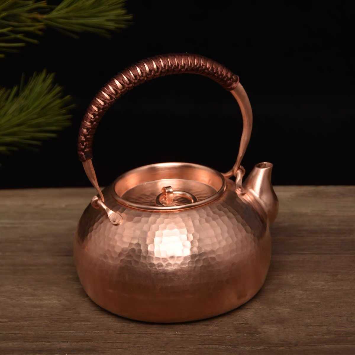 Copper teapot, copper teapot, copper kettle, copper teapot, retro teapot, handle ring, copper kettle, 1300ml