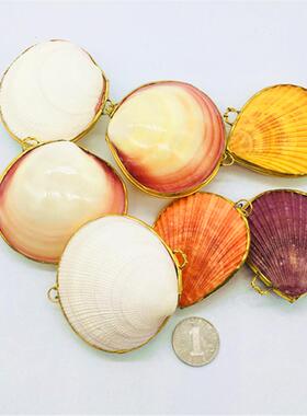金边贝壳珠宝盒粉红色蛤盒贝壳贝壳珊瑚海星装饰礼品手工镶嵌