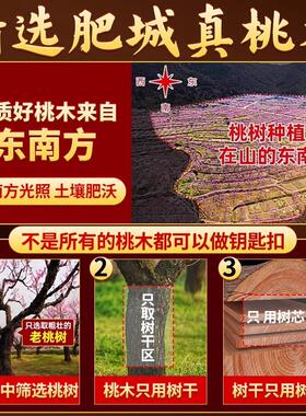 天然桃木山鬼花钱吊坠雷击桃木挂件项炼钥匙扣木雕雷击木山鬼花钱