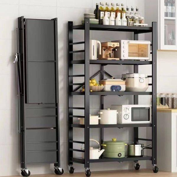 免安装厨房置物架落地多层微波炉烤箱阳台家用可折叠置物架收纳架,淘宝优惠券,粉丝福利购,淘宝优惠卷
