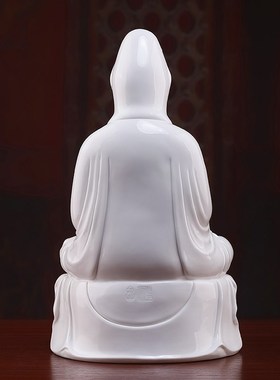 陶瓷坐莲观音家用供奉观音佛像坐像摆件德化白瓷南海观世音菩萨像