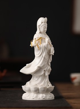 陶瓷摆件婆娑三圣神像释迦摩尼佛观音佛像地藏王菩萨站立像莲花座