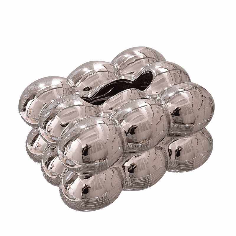 赛斯棉花糖陶瓷纸巾盒客厅茶几抽纸盒奶油色纸巾盒电镀银收纳盒,淘宝优惠券,粉丝福利购,淘宝优惠卷