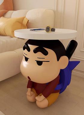 奶油风创意蜡笔小新客厅沙发边几柜角几可移动床头柜家用落地摆件