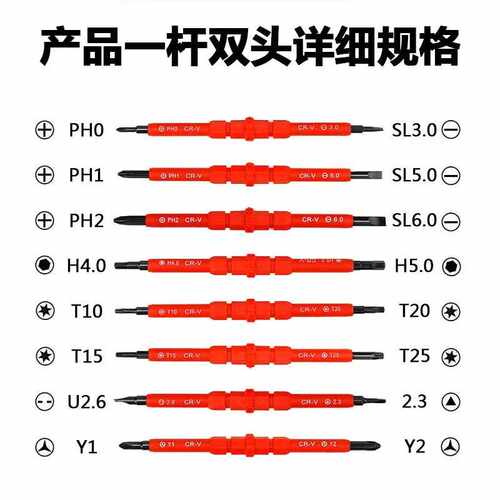强磁绝缘电工螺丝刀套装高硬度家用多规格十字一字起子YU异形改锥 - 图1