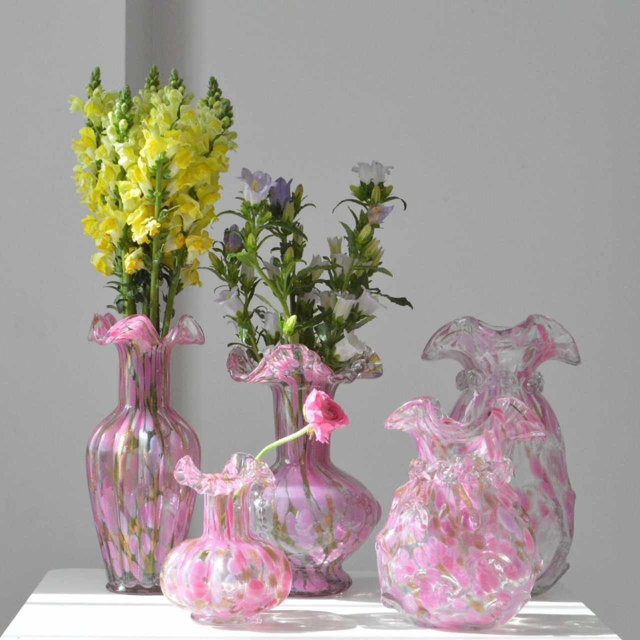 中古风芬顿褶皱花边口粉点洒金纯手工大肚玻璃花瓶水养插花器摆件,淘宝优惠券,粉丝福利购,淘宝优惠卷