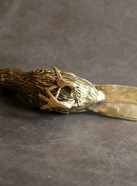 摆件装饰工艺品礼品纯铜黄铜家居招财聚财复古喜鹊鸟小铜器手把件