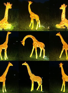 仿真动物长颈鹿摆l件户外大型卡通玻璃钢雕塑幼儿园林景区装饰小