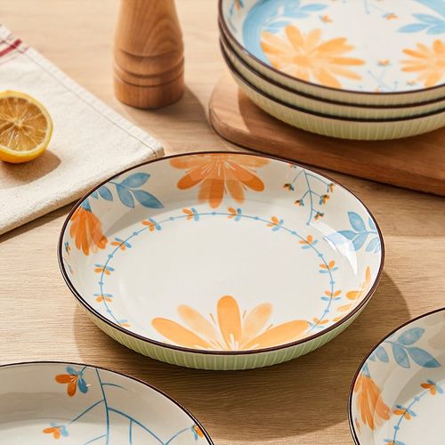 盘子菜盘a家用7寸深盘陶瓷菜碗碟子小清新餐具套装圆盘高级感餐盘 - 图2