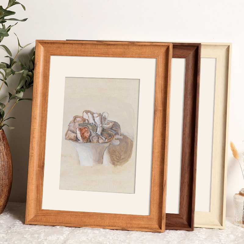 复古画框装裱木质相框挂墙四4k8k八开水彩素描a3a4纸油画框架18寸 - 图1