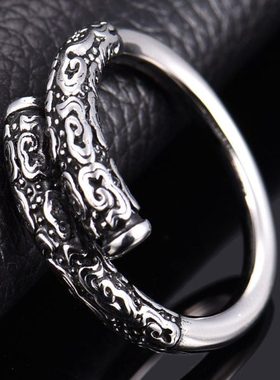 潮男学生个性首饰紧箍咒孙悟空金箍棒尾戒指男士单身开口食指环女