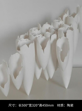 创意现代样板房i售楼部手工陶瓷抽象雕塑花瓶摆件博古架装饰工艺