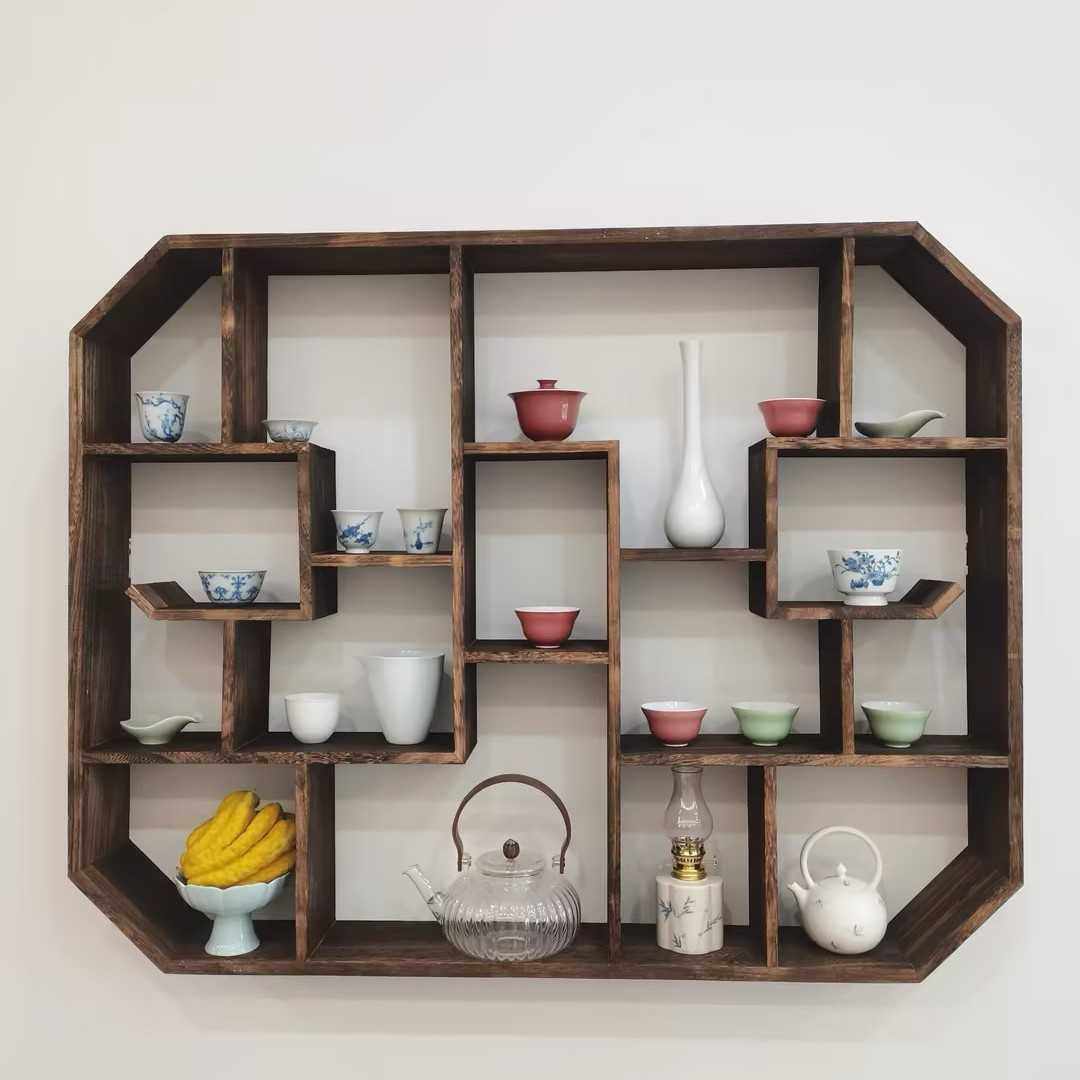 纯实木收纳展示柜上墙置地茶室多宝阁落地古风古董架紫砂壶博古架,淘宝优惠券,粉丝福利购,淘宝优惠卷