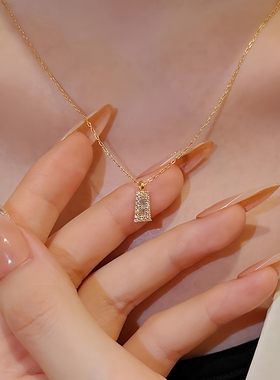 透莎梯形满钻925纯银项链女