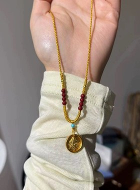 藏拉色波 朱砂 绿松石 纯手工编绳(不含吊坠)#T【带合金珠子款】