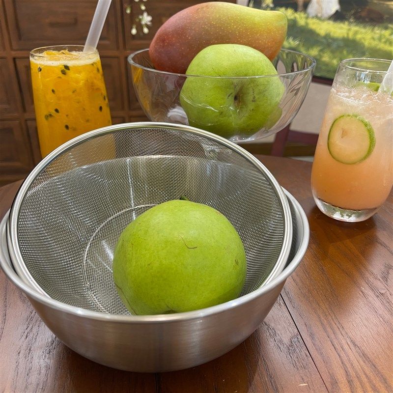 304不锈钢洗菜盆两件套沙拉盆家用厨房漏盆水果篮网篮淘米沥水篮,淘宝优惠券,粉丝福利购,淘宝优惠卷