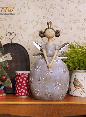 森林天使女孩树脂摆件雕塑桌面装饰美式餐厅童话精灵礼物