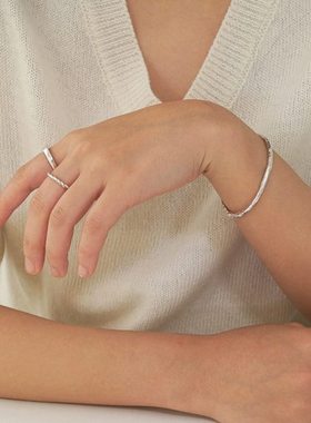 PZA 麻花扭纹冷淡风戒指女生2024年新款潮流指环简约高级感食指戒