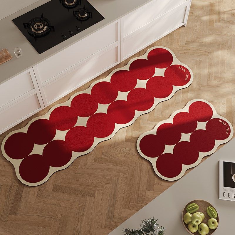 红色喜庆厨房地垫吸水吸油软硅藻泥脚垫子皮革新年结婚卫生间门垫,淘宝优惠券,粉丝福利购,淘宝优惠卷