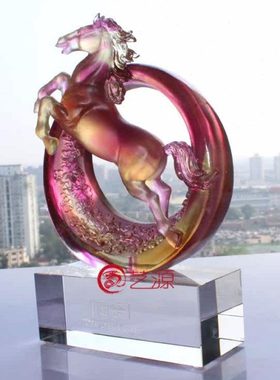 圆梦马摆件琉璃个性定制公司饭店开业礼品办公室内客厅家居装饰品