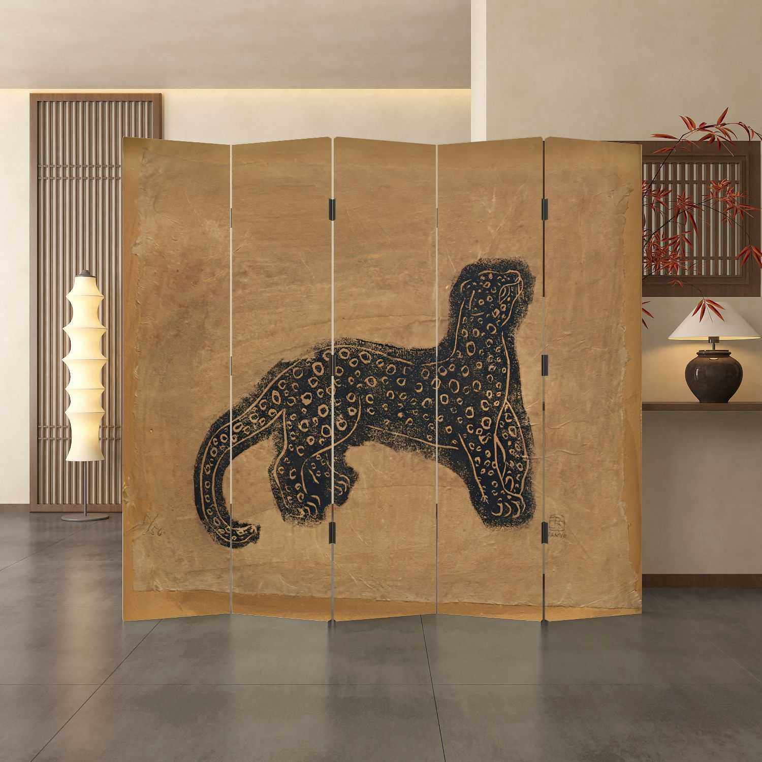 常玉金钱豹屏风隔断客厅现代简约卧室遮挡床边家用可折叠移动折屏,淘宝优惠券,粉丝福利购,淘宝优惠卷