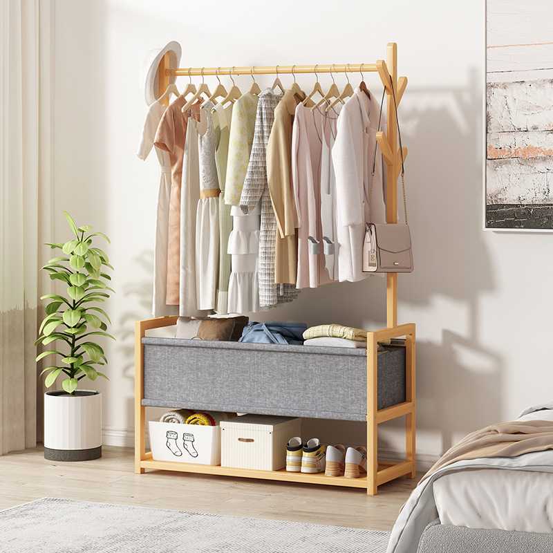 衣帽架卧室家用落地床头挂衣服的架子立式可储物晾衣架室内挂包架 - 图1