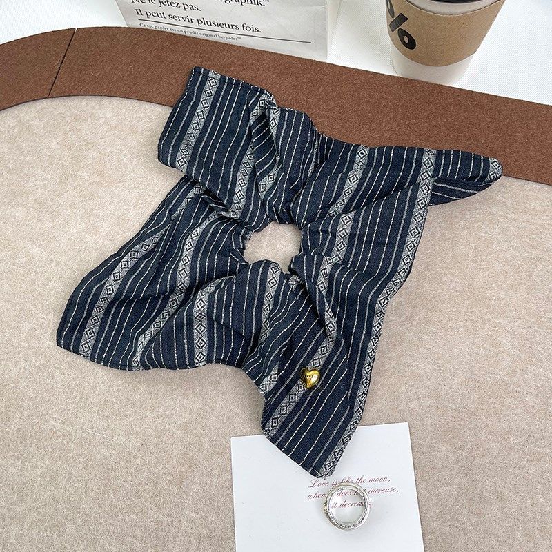 黑色条纹双面发圈大肠圈气质百搭马尾皮筋女扎头发绳法式复古头绳,淘宝优惠券,粉丝福利购,淘宝优惠卷