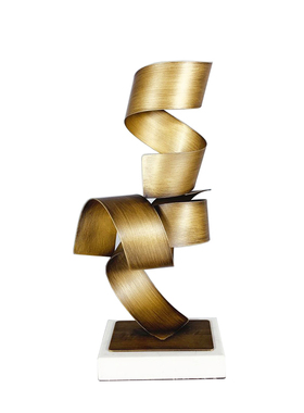 简约创意金属大理石抽象摆件售楼处酒店大堂软装V饰品雕塑摆设