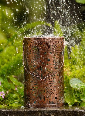 中式太阳能灯g户外庭院吊灯防水园林别墅花园装饰创意灯笼铁艺挂